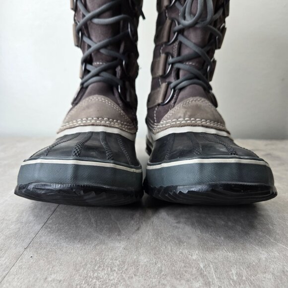 Sorel Boot Waterproof Gray Black Fur Lined Outdoor Lace Up Snow Winter Knee High - Picture 3 of 10